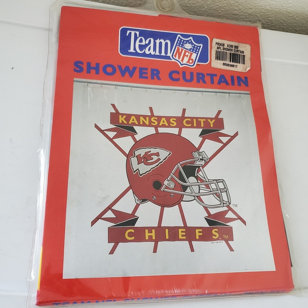 Vintage 1994 Kansas City Chiefs NFL Shower Curtain Jay Franco New Sealed Vinyl